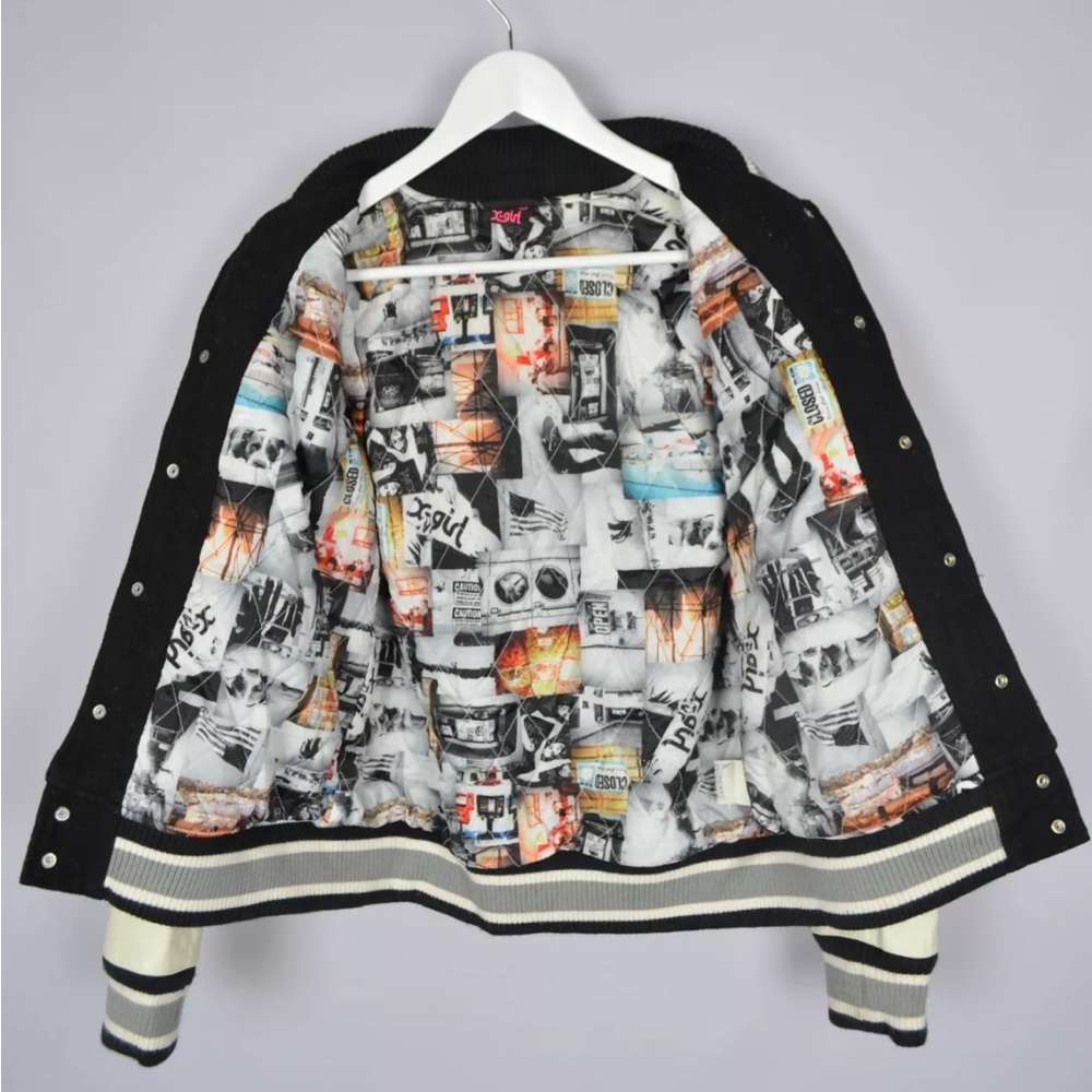 RARE! X-Girl Varsity Jacket College Leather Wool Hype Street Fashion Size 2 - Picture 3 of 14